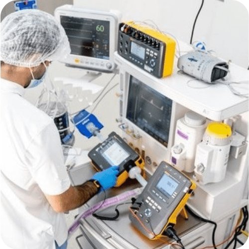 medical equipment calibration services, Professional electrosurgical units repair technician servicing advanced ESU generator system, Expert ESU repair specialist performing precision calibration on electrosurgical equipment, Before and after electrosurgical units repair showing restored safety and functionality