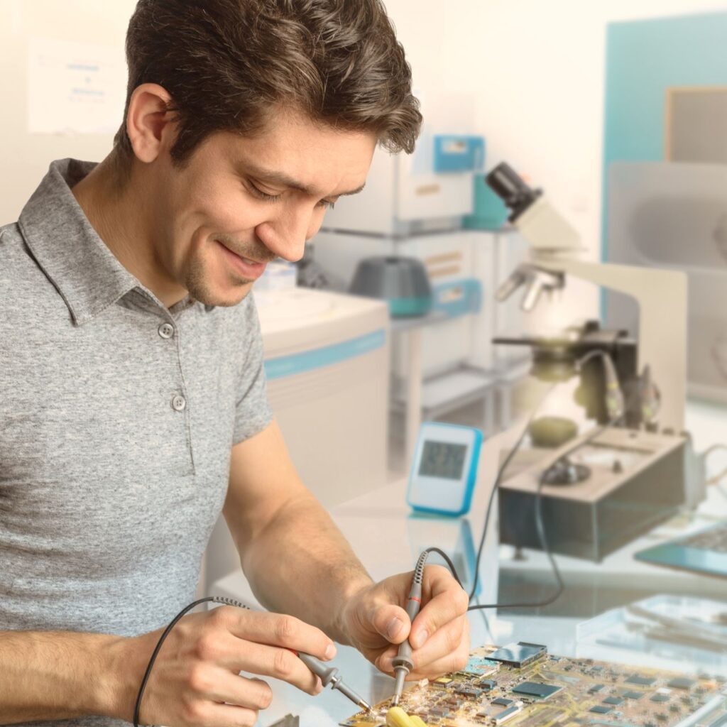 Medical Equipment Repair Service, Professional biomedical equipment repair technician servicing patient monitoring system, Expert biomedical equipment repair specialist performing calibration on infusion pump, Before and after biomedical equipment repair showing restored medical device functionality